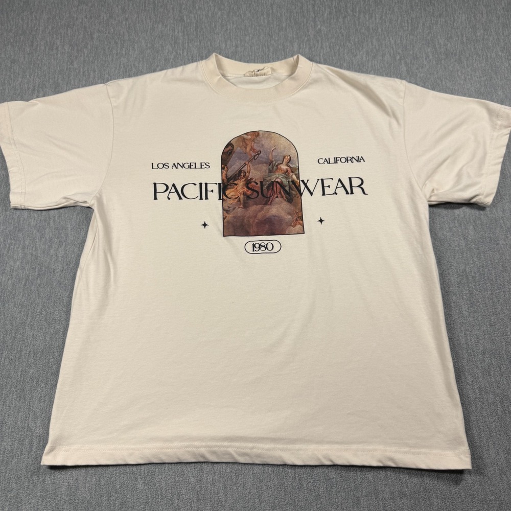 PacSun T-Shirt Men XL Off White Short Sleeve Los Angeles Graphic Art Program